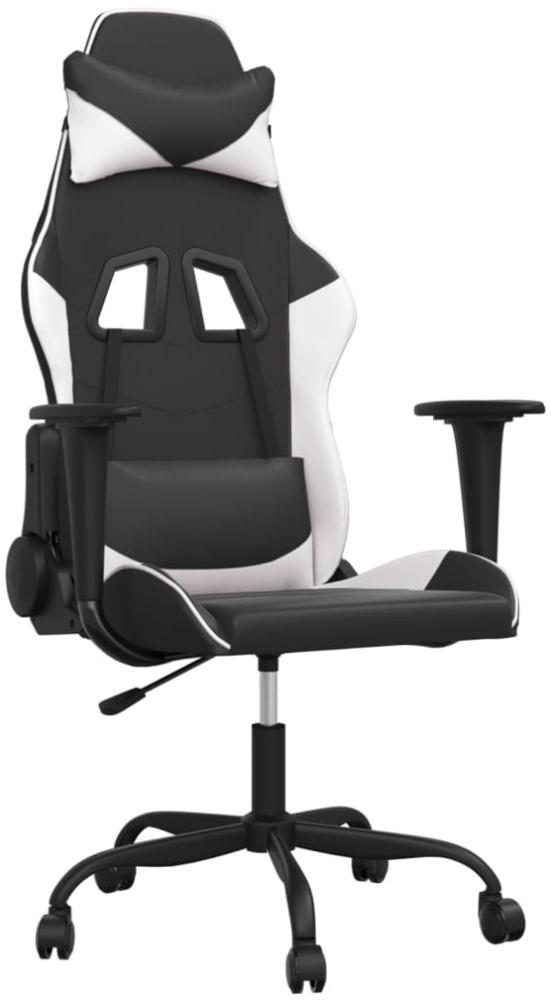 vidaXL Gaming-Stuhl mit Massagefunktion Schwarz und Weiß Kunstleder 345404 Bild 1