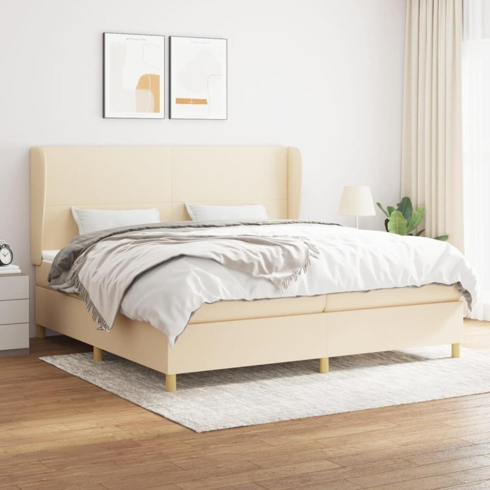 Boxspringbett mit Matratze Stoff Creme 200 x 200 cm, Härtegrad: H2 [3128394] Bild 1