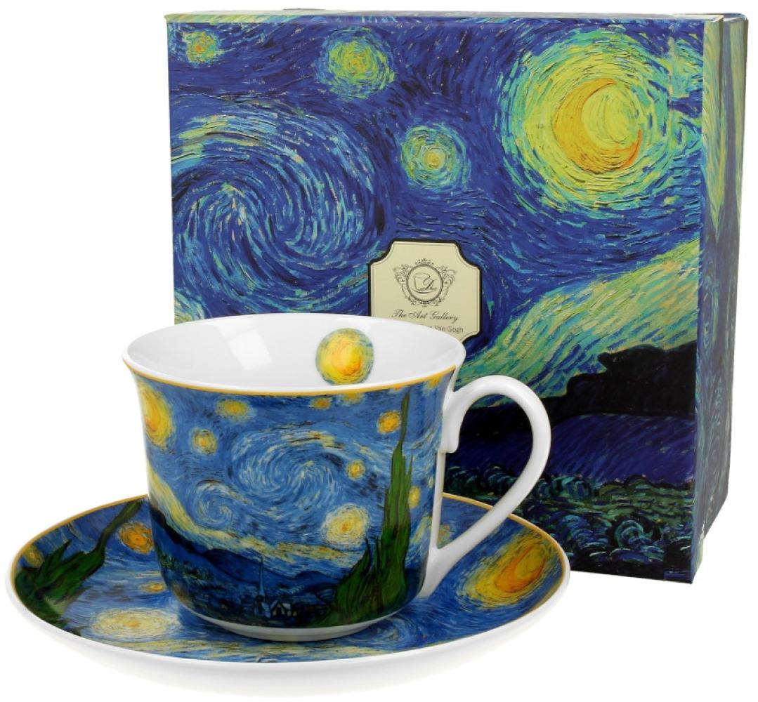 DUO ART GALLERY Jumbobecher 400 ml STARRY NIGHT mit Untertasse, New Bone China Porzellan Bild 1