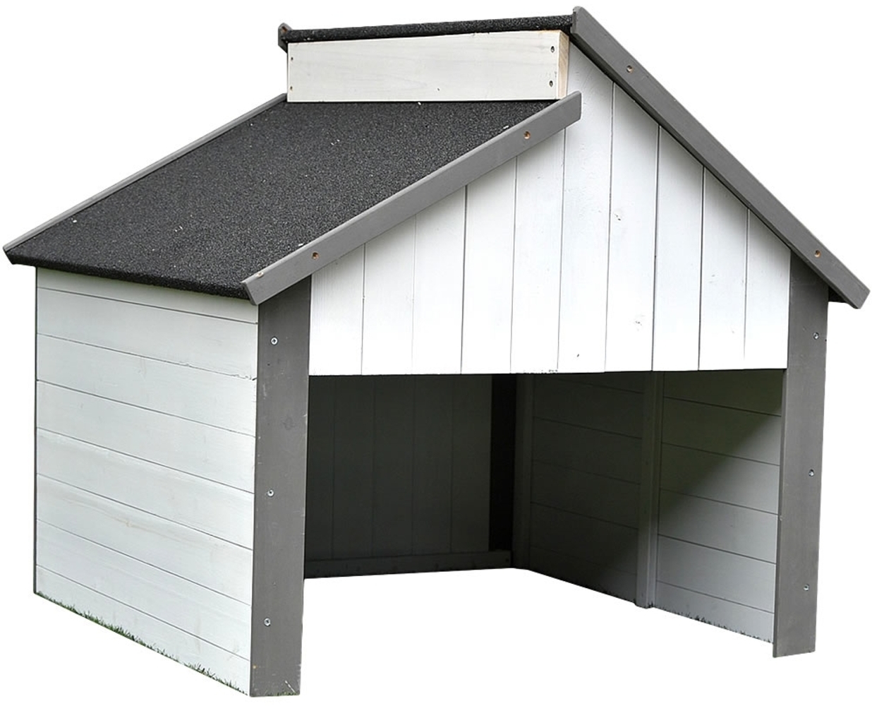 Feel2Home Mähroboter Garage, Holz, 82,5 x 85 x 85 cm, Grau / Weiß Bild 1