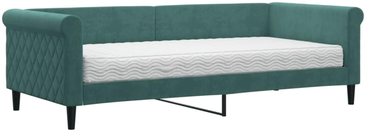 vidaXL Tagesbett mit Matratze Dunkelgrün 90x200 cm Samt 3197749 Bild 1