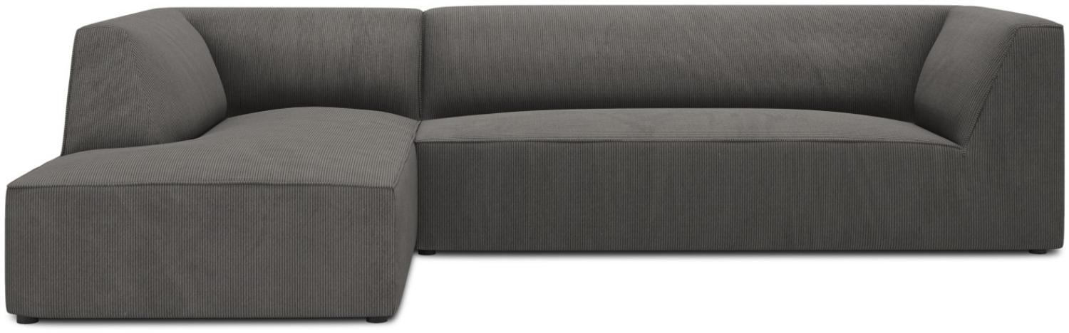 Micadoni 4-Sitzer Modular Ecke links Sofa Ruby | Bezug Dark Grey | Beinfarbe Black Plastic Bild 1