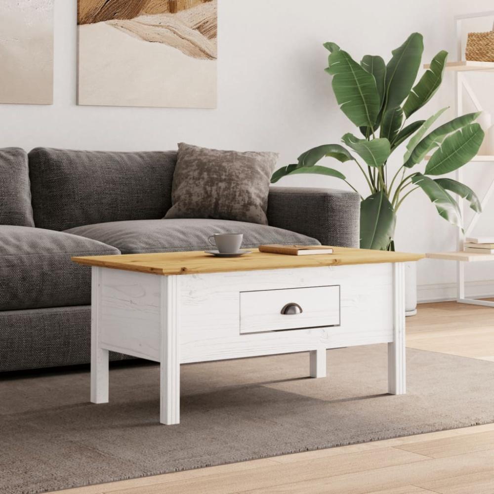 vidaXL Couchtisch BODO Weiß und Braun 100x55x46 cm Massivholz Kiefer 355069 Bild 1