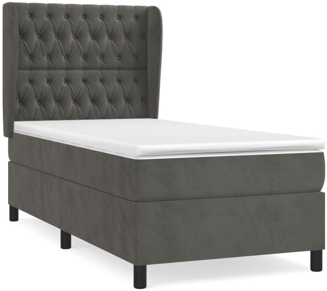 vidaXL Boxspringbett mit Matratze Dunkelgrau 90x190 cm Samt 3129364 Bild 1