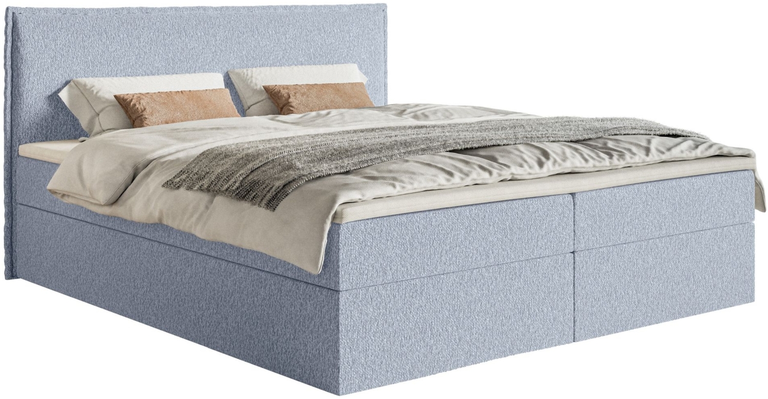 Selsey 'Softie' Boxspringbett 160x200 cm mit Topper und Stauraum, Chenille, Himmelblau Bild 1