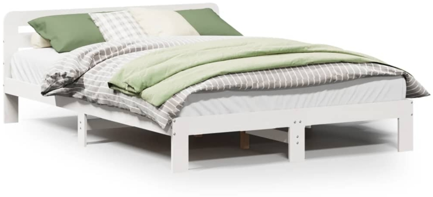 vidaXL Massivholzbett ohne Matratze Weiß 140x200 cm Kiefernholz 855550 Bild 1