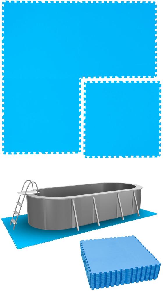 12,6m² Poolunterlage 20 Poolmatten 81x81cm in Blau Bild 1