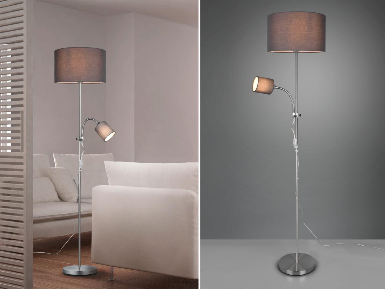 TRIO Leuchten Stehlampe OWEN, Ein-/Ausschalter, ohne Leuchtmittel, Getrennt schaltbar, Lesearm flexibel, Höhe 160 cm Bild 1