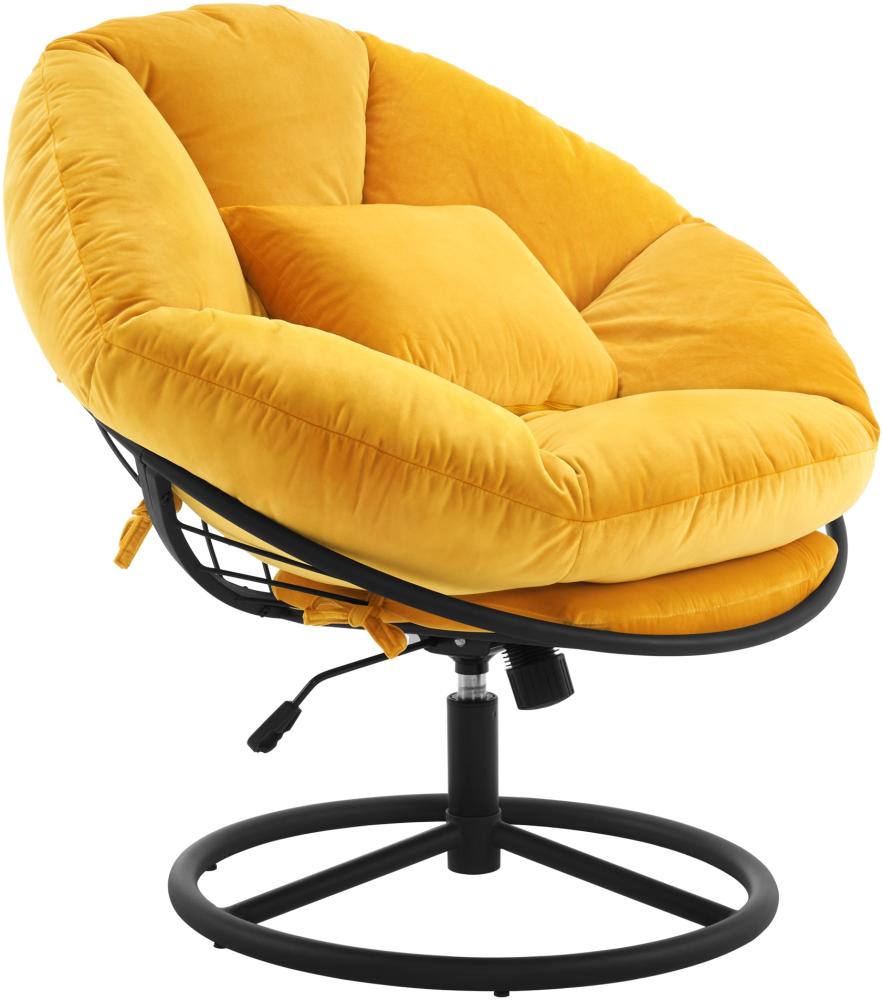 MCombo Drehsessel Stuhl modern,höhenverstellbarer Cocktailsessel modern, Loungesessel Relaxsessel Clubsessel für Wohnzimmer Schlafzimmer,Samt,4800(Gelb) Bild 1