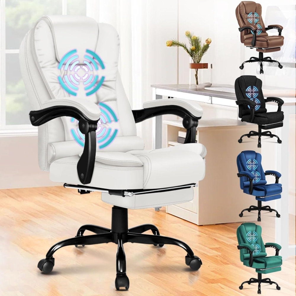 Massage Bürostuhl mit Fußstütze 150° Neigung Samt-Chefsessel Bild 1