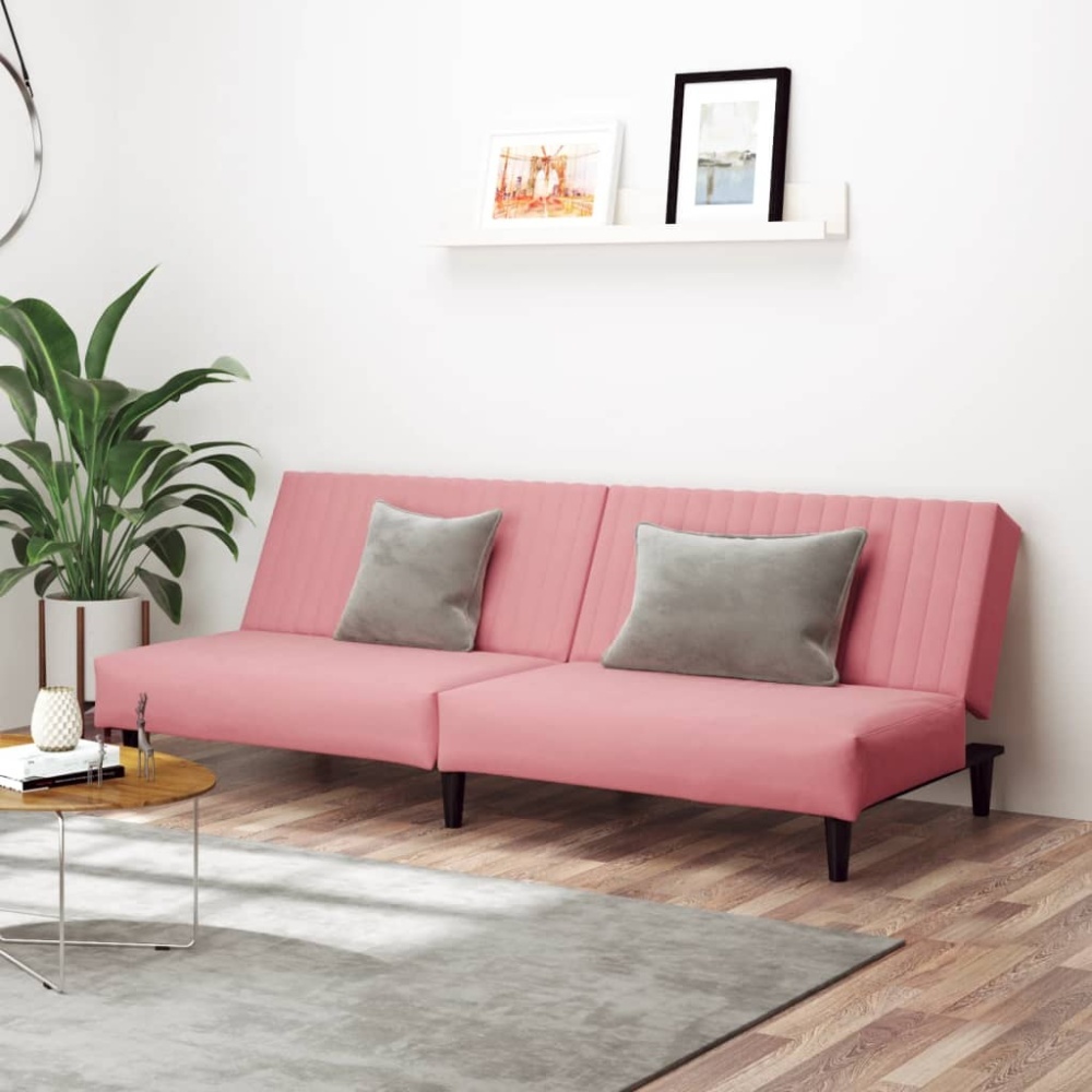 vidaXL Schlafsofa 2-Sitzer Rosa Samt Bild 1