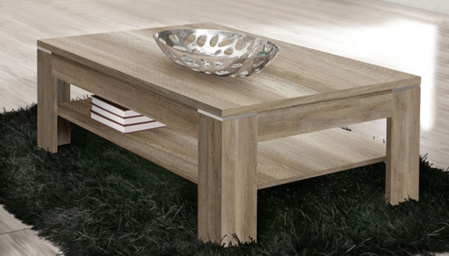 Couchtisch Wohnzimmertisch Ziertisch eiche antik 120cm rechteckig Bild 1