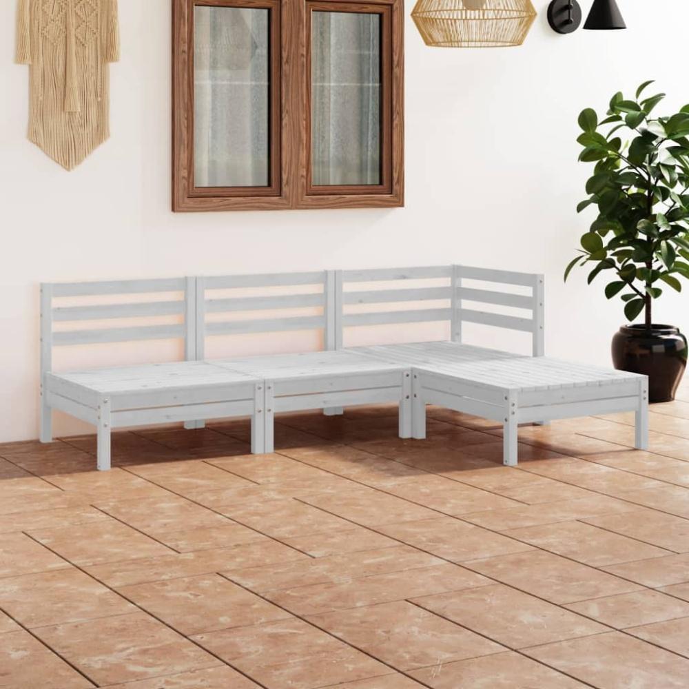 vidaXL 4-tlg. Garten-Lounge-Set Massivholz Kiefer Weiß 3082628 Bild 1