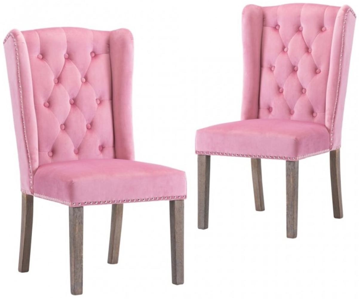 vidaXL Esszimmerstühle 2 Stk. Rosa Samt [3055859] Bild 1