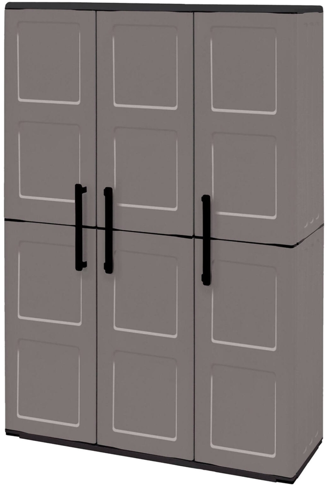 Dmora Amordel Outdoor-Garderobe, Outdoor-Möbel, Mehrzweck-Balkongarderobe, 100 % Made in Italy, Grau und Schwarz, kariertes Finish, 102 x 37 x 163 cm Bild 1