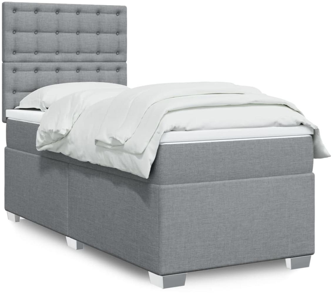 vidaXL Boxspringbett mit Matratze Hellgrau 90x200 cm Stoff 3292685 Bild 1