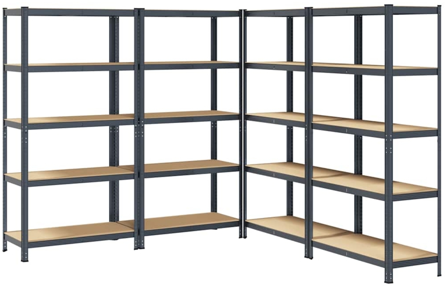 vidaXL Lagerregale mit 5 Böden 4 Stk. Anthrazit Stahl & Holzwerkstoff 3307610 Bild 1