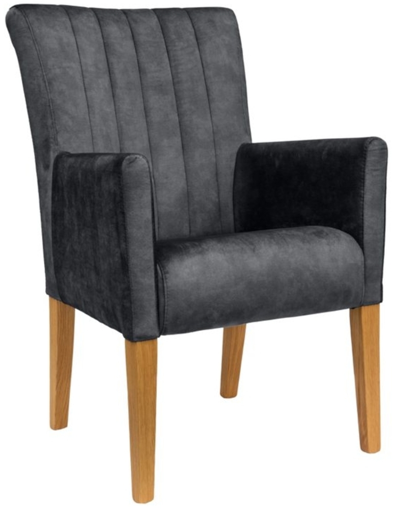 Home affaire Armlehnstuhl King, Esszimmerstuhl, Beingestell Massivholz Eiche oder Buche wengefarben Bild 1