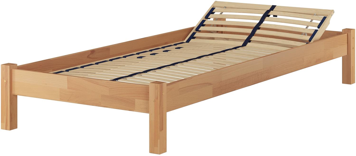 Erst-Holz Einzelbett mit Qualitäts-Lattenrost 100x220 Überlänge Futon Gästebett Buche massiv 60. 84-10-220 FHR Bild 1