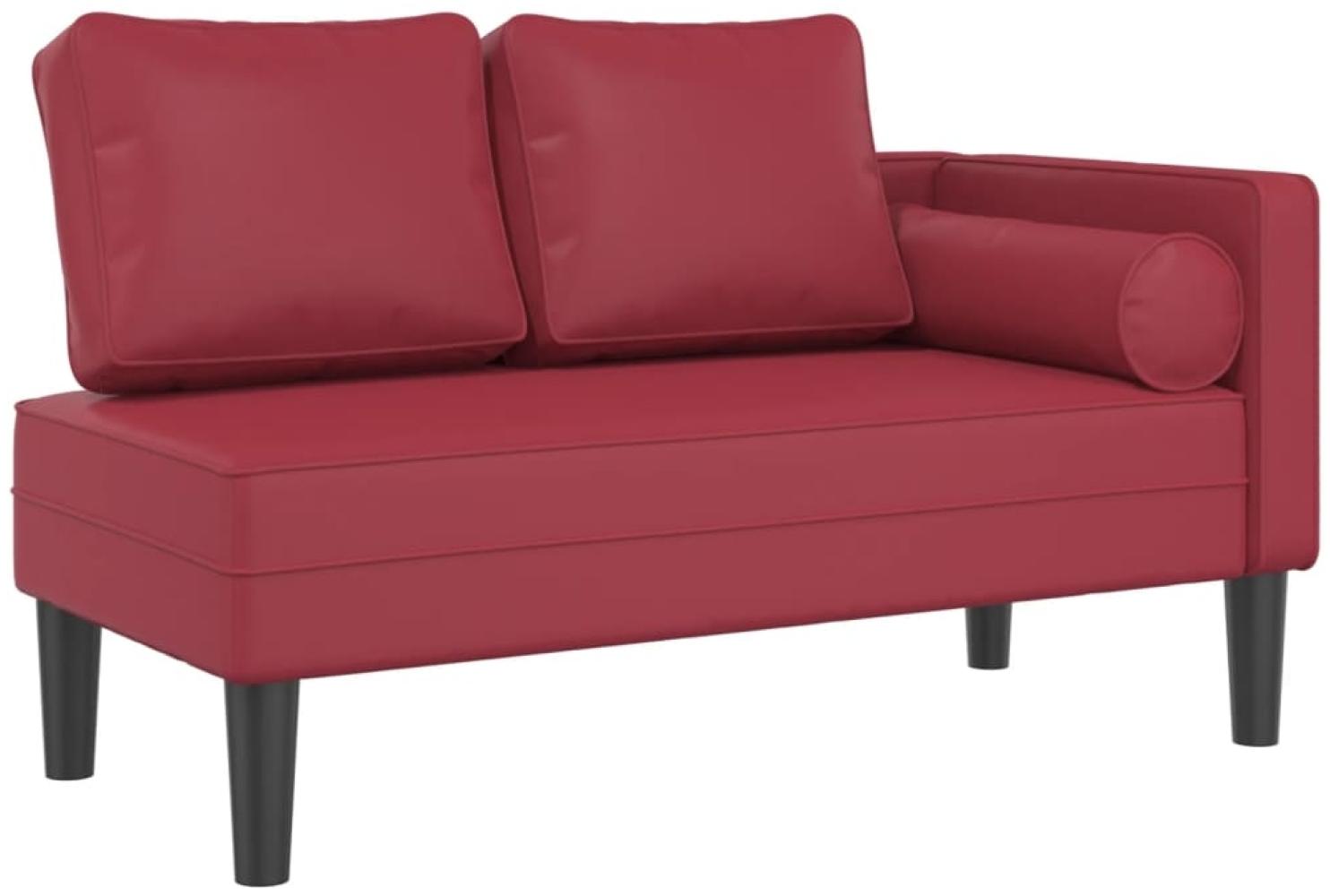 vidaXL Chaiselongue mit Kissen Weinrot Kunstleder, 116,5 x 62 x 57,5 cm Bild 1