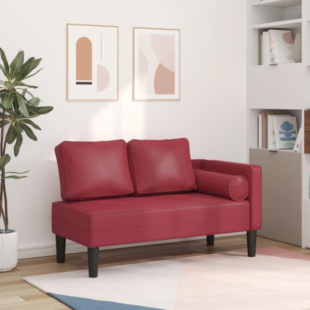 vidaXL Chaiselongue mit Kissen Weinrot Kunstleder, 116,5 x 62 x 57,5 cm Bild 1