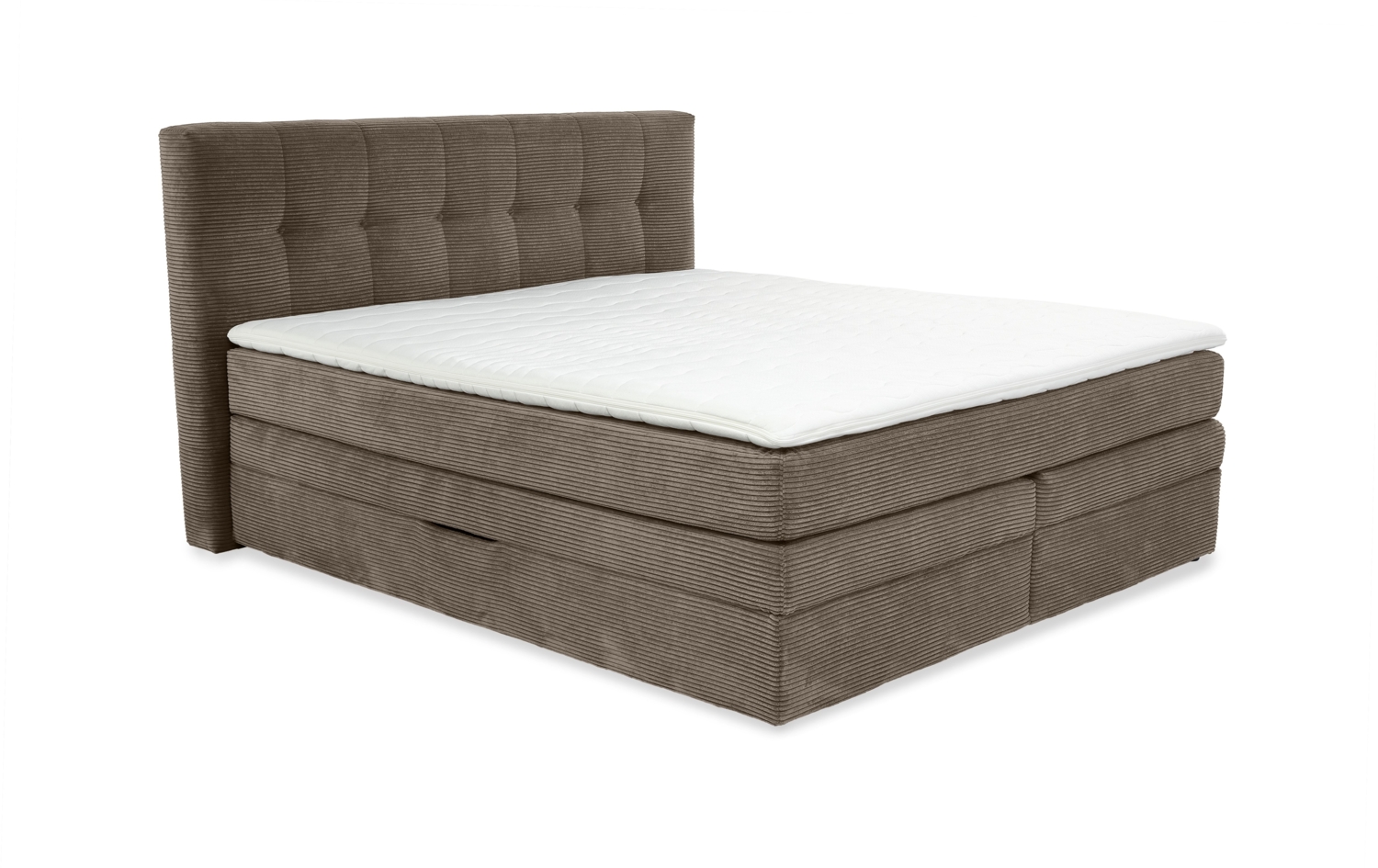 Boxspringbett 180x200 cm H3 Federkernmatratzen Bonell Topper in Cord Braun Taupe Bild 1