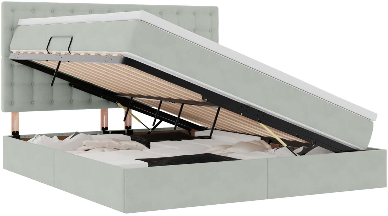 vidaXL Bett mit LED-Lichtleisten Hellgrau 180 x 200 cm Samt 3372801 Bild 1