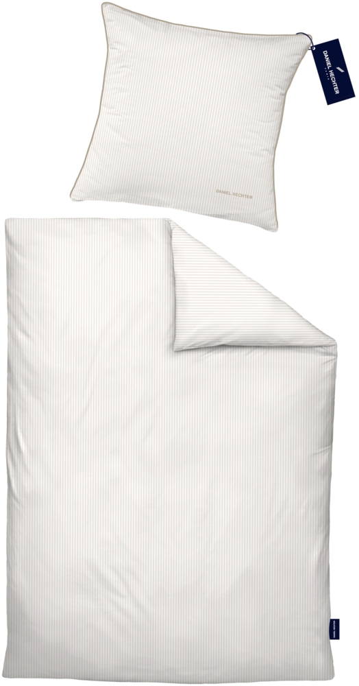 Daniel Hechter Bettwäsche Satin 0061304 LÄNGSSTREIFEN, kitt, 1x 135x200 cm + 1x 80x80 cm Bild 1