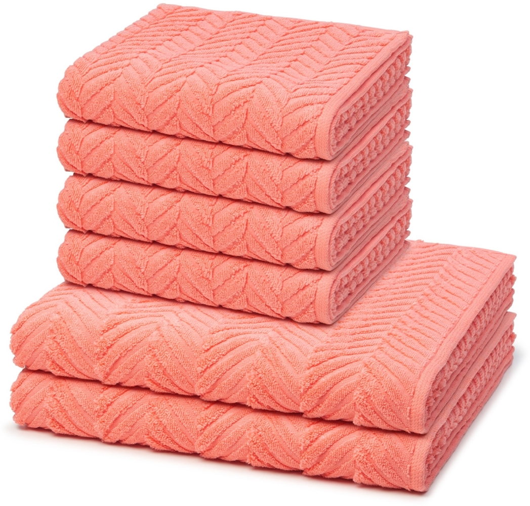 Ross Sensual Skin Zopf 6 tlg. Frottier-Set - 4 X Handtuch (50 X 100cm), 2 X Duschtuch (75 X 140cm) - 500 g/m2 - Peach Pink Bild 1