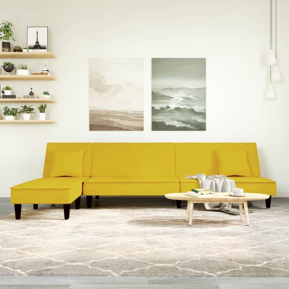 vidaXL Schlafsofa in L-Form Gelb 255x140x70 cm Samt Bild 1