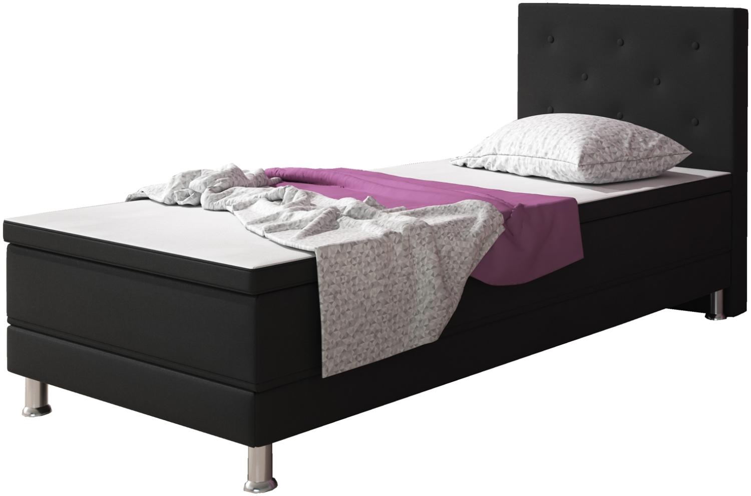 Inter Boxspringbett Esra, Webstoff Schwarz 90 x 200 cm Bild 1