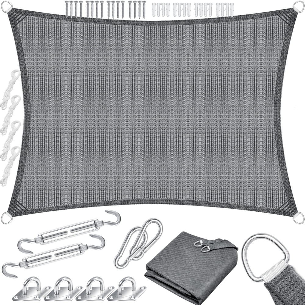 KESSER® Sonnensegel Sonnenschutz Windschutz | HDPE Gewebe | wasserabweisend & windabweisend | 5-Fach quer vernäht robust & stabil Schattenspender Garten Balkon Terrasse Rechteck, Grau, 3x4m Bild 1