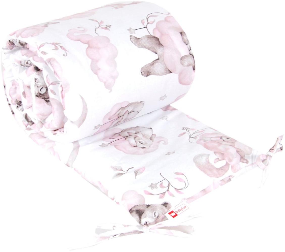 BabyLux Bettnestchen BABYLUX Bettumrandung NESTCHEN Bettnestchen 210 x 30 cm Babybett, 128. Bär Rosa Bild 1