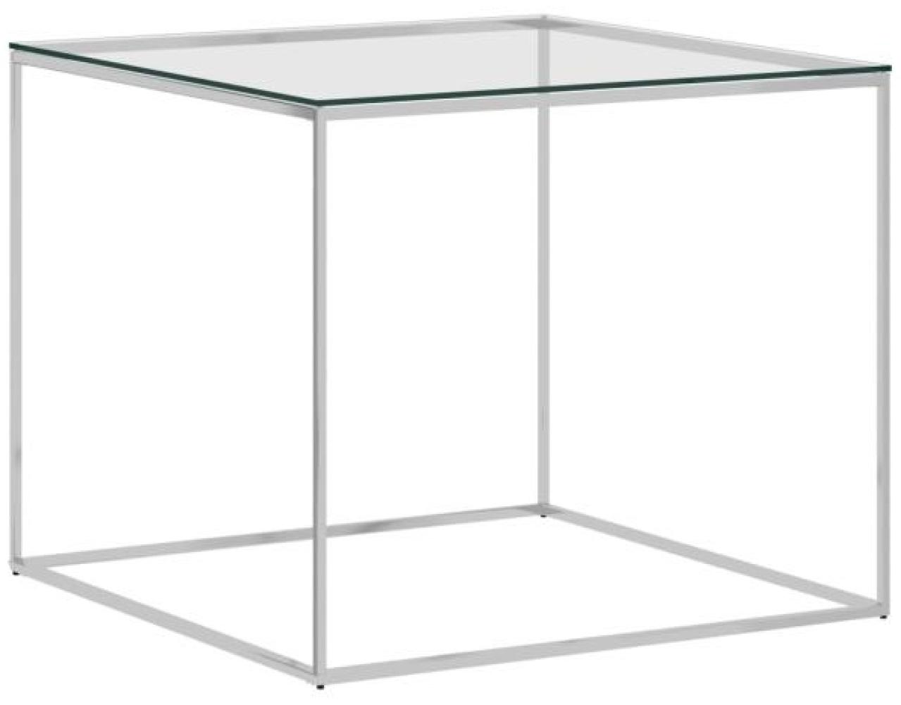 vidaXL Couchtisch Silbern 50 x 50 x 43 cm Edelstahl und Glas Bild 1