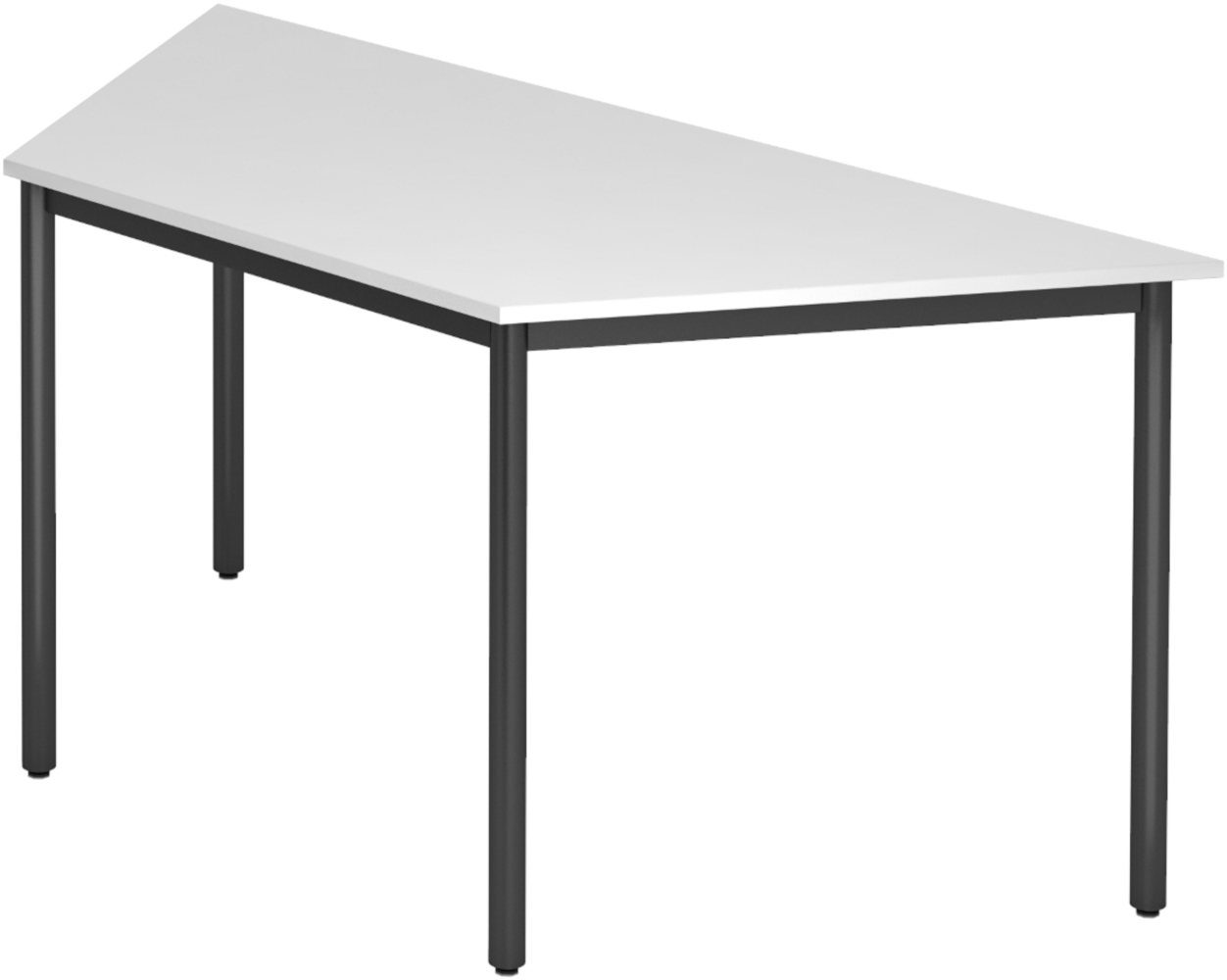 bümö Multifunktionstisch weiß, Tisch 160 x 69 cm, Tischfuß rund in schwarz - Tisch Trapez, Besprechungstisch System D-Serie, Konferenztisch, Meetingtisch, Mehrzwecktisch, Pausentisch, DRTR-W-D Bild 1