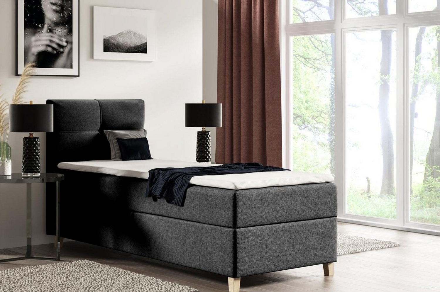 Beautysofa Boxspringbett Modern Boxspringbett mit Topper HELEN MINI Schlafzimmer, mit Matratze Bild 1