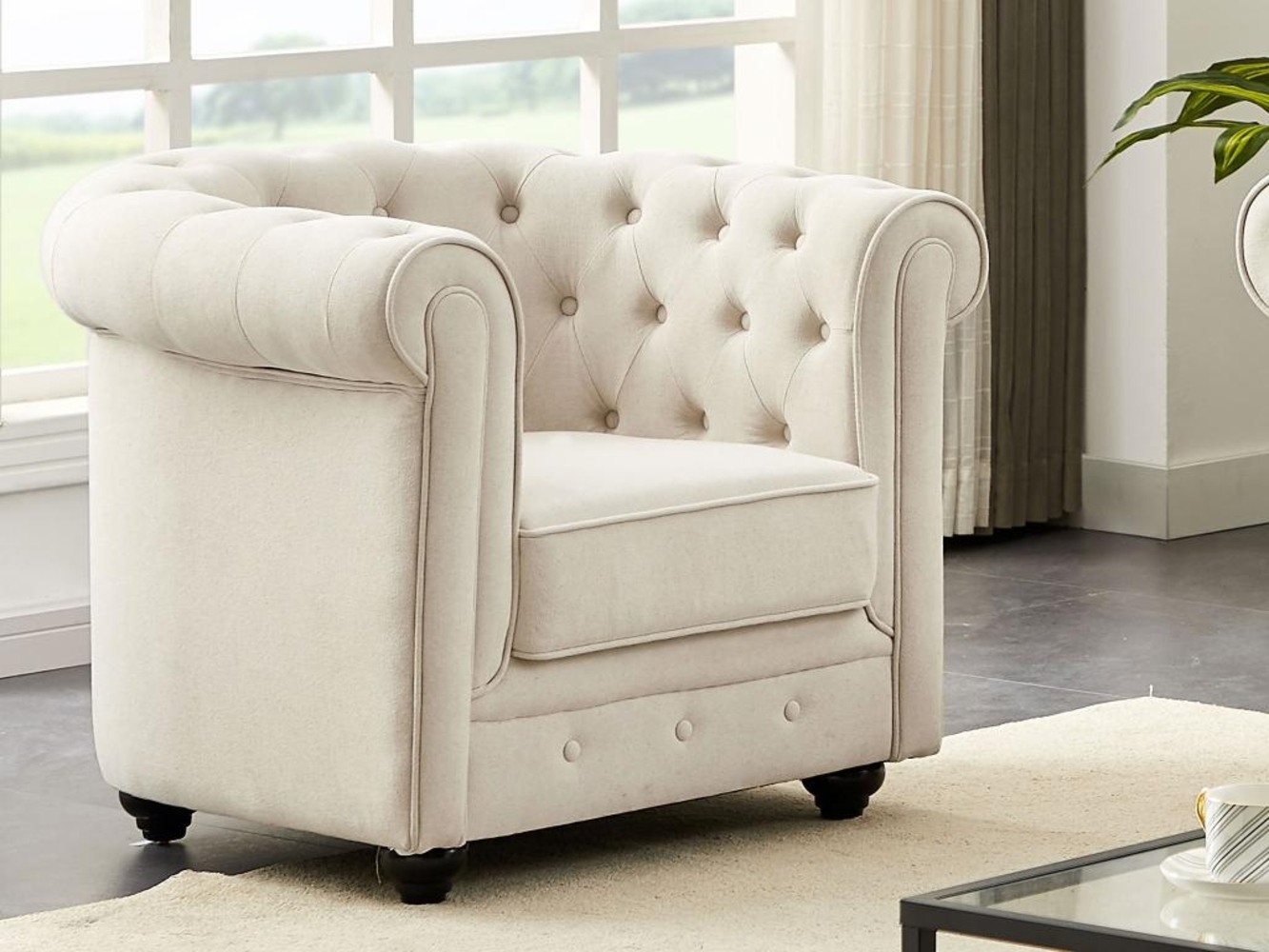 Vente-unique - Sessel - Stoff - Beige - CHESTERFIELD Bild 1