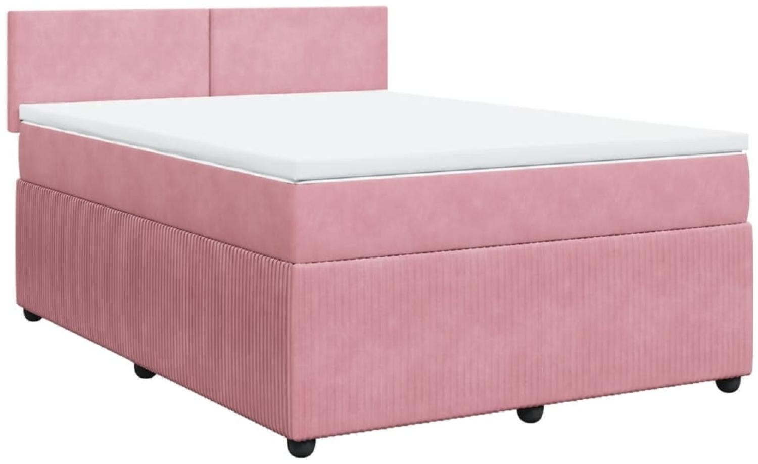 vidaXL Boxspringbett mit Matratze Rosa 140x200 cm Samt 3287757 Bild 1