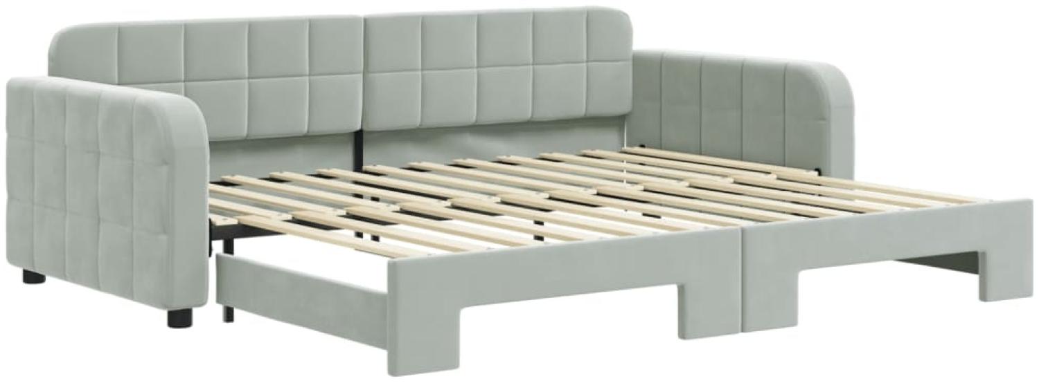 vidaXL Tagesbett Ausziehbar Hellgrau 90x200 cm Samt 3196929 Bild 1