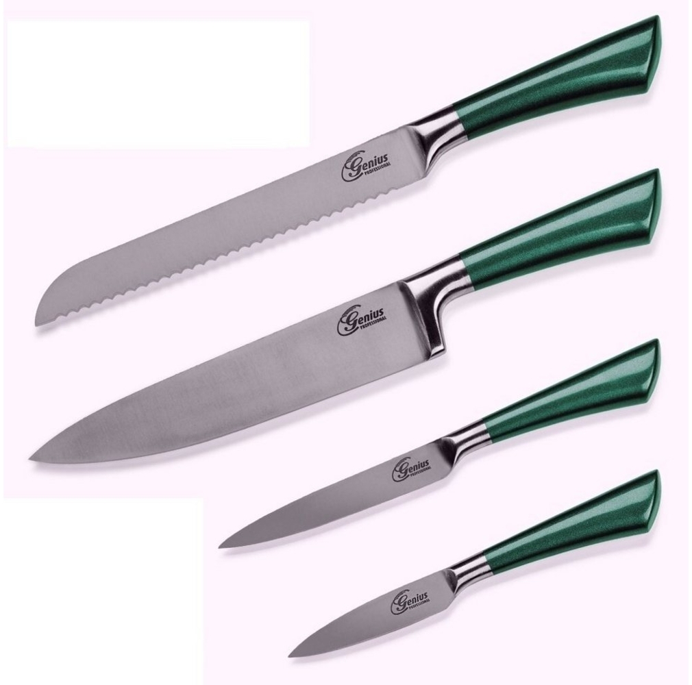 Genius - Profi Messer-Set 4-tlg. grün Edelstahl Küchenmesser Kochmesser 21272 Bild 1
