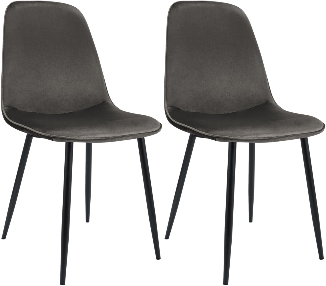 2er Set Esszimmerstuhl RAZON - Samt Anthrazit 45x54x88 cm | Essstühle Esszimmerstühle Küchenstühle Wohnzimmerstühle Bild 1