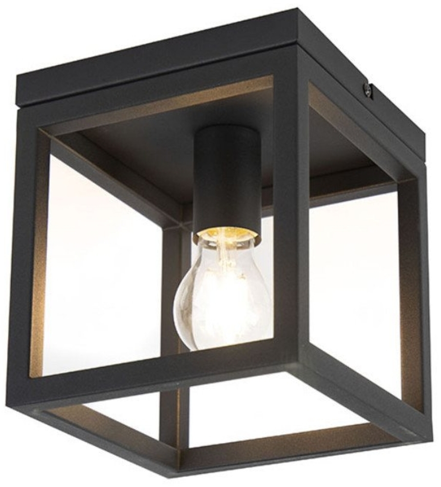 Qazqa Deckenleuchte Cage, ohne Leuchtmittel, E27, Schwarz, Industrie, Stahl, 1-flammig Bild 1