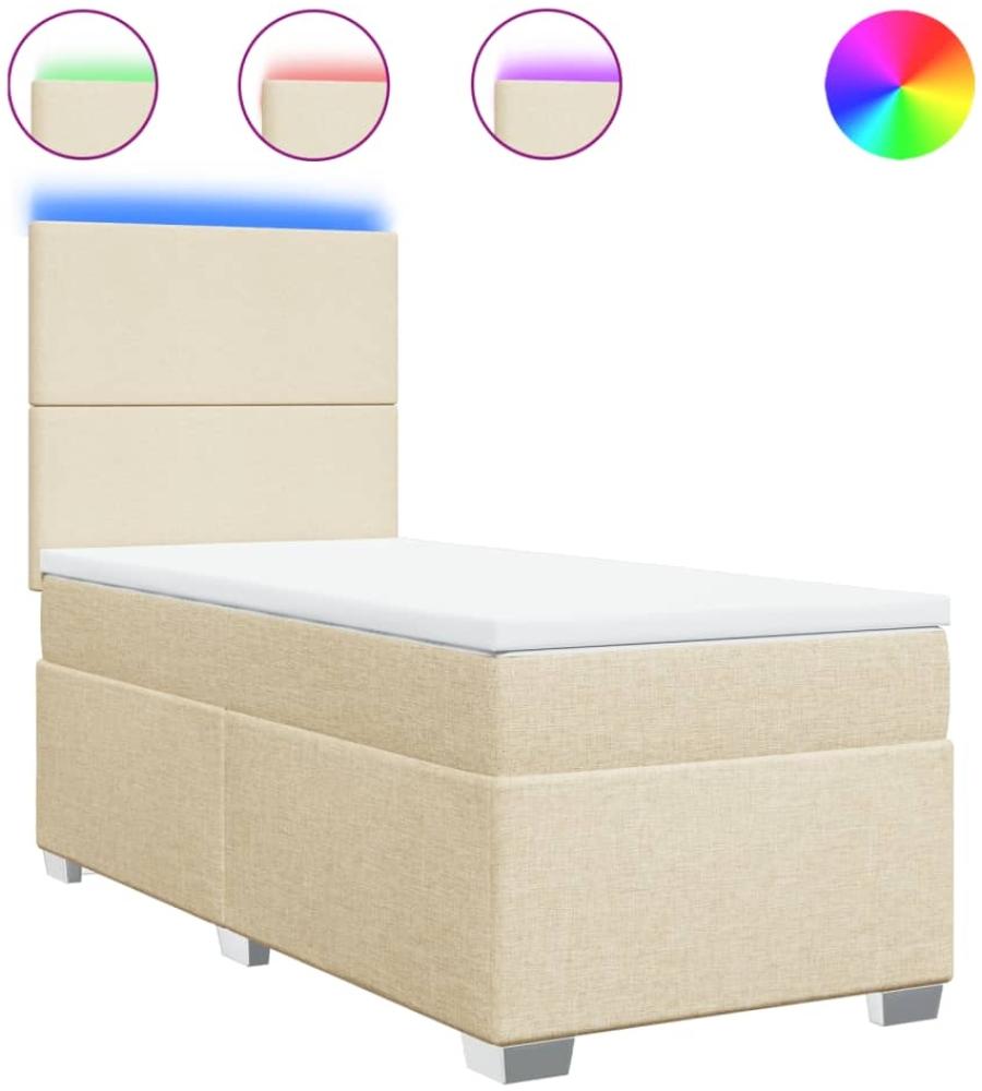 vidaXL Boxspringbett mit Matratze Creme 90x190 cm Stoff 3292641 Bild 1