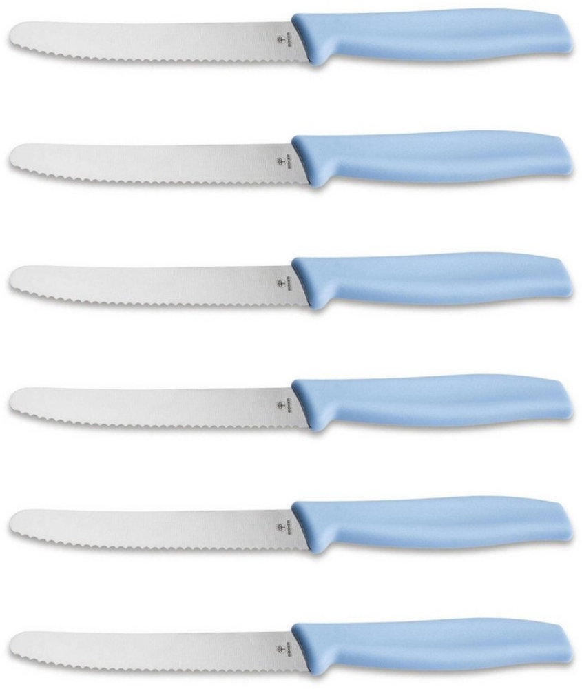 Böker Manufaktur Solingen Brötchenmesser Böker Brötchenmesser mit Wellenschliff Hellblau (6 Stück) Bild 1