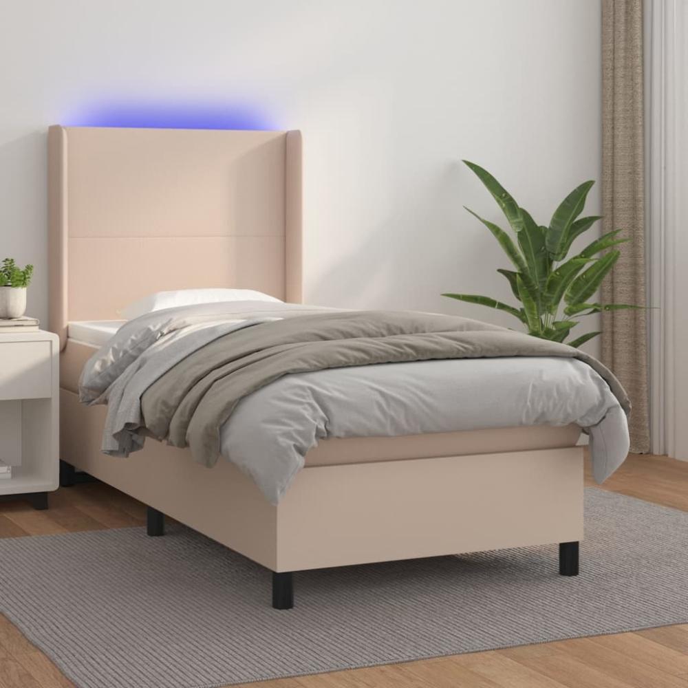 vidaXL Polsterbett mit Matratze & LED Cappuccino-Braun 80x200cm [3139234] Bild 1