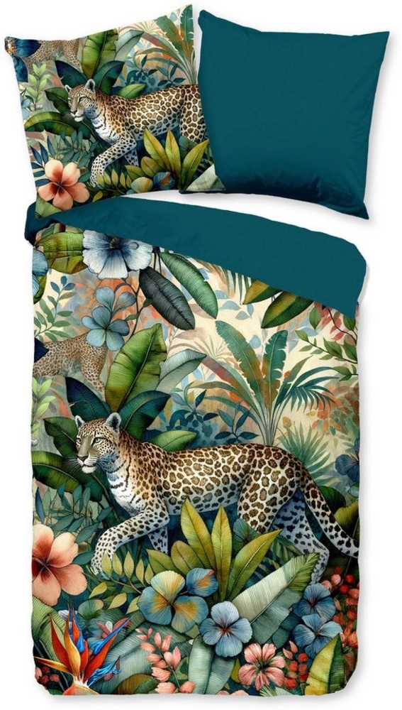 PURE luxury collection Wendebettwäsche Raza, Microfaser, 2 teilig, Mikrofaser, Pflegeleicht, Reißverschluss, Wendeoptik, Dschungel Bild 1