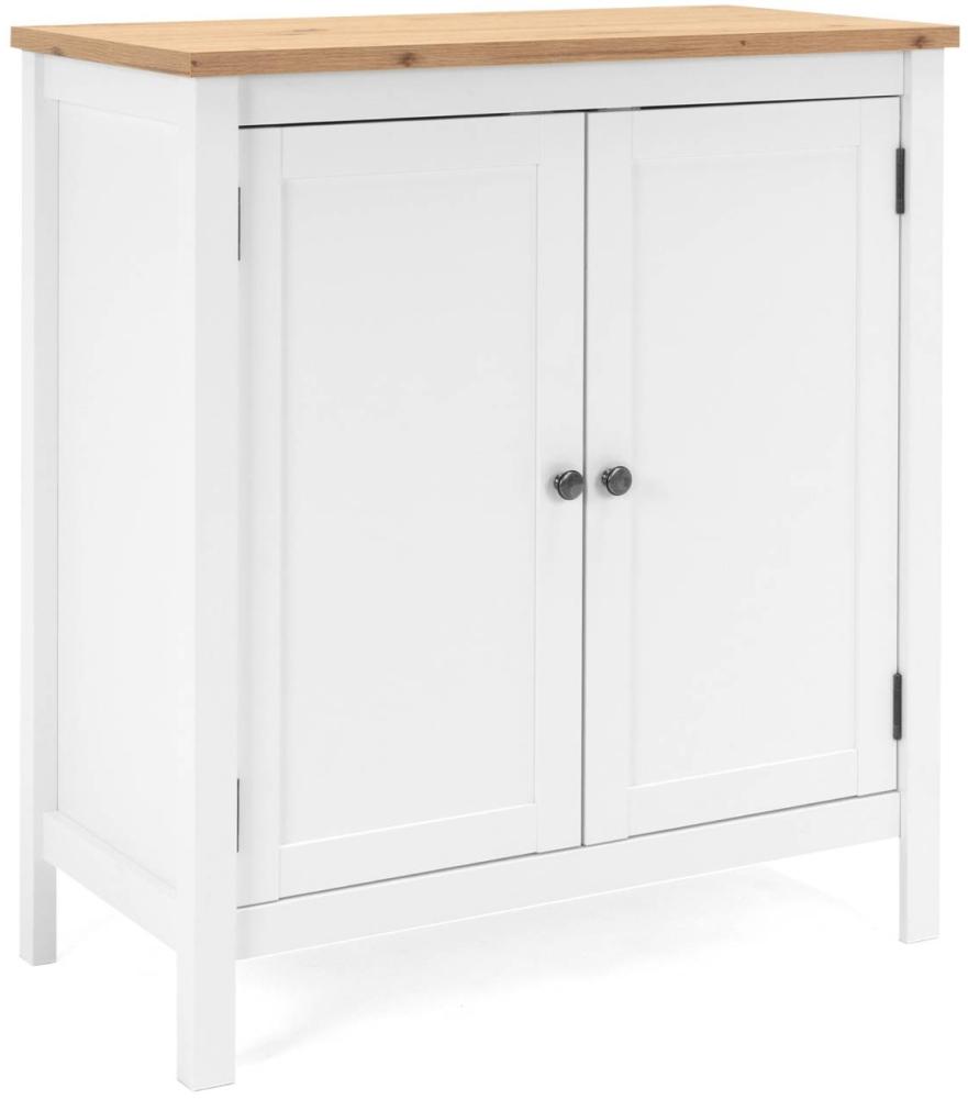 Homestyle4u Sideboard, Kommode, Wohnzimmerschrank, Anrichte, Weiß/Natur, 90 x 40 x 80 cm Bild 1