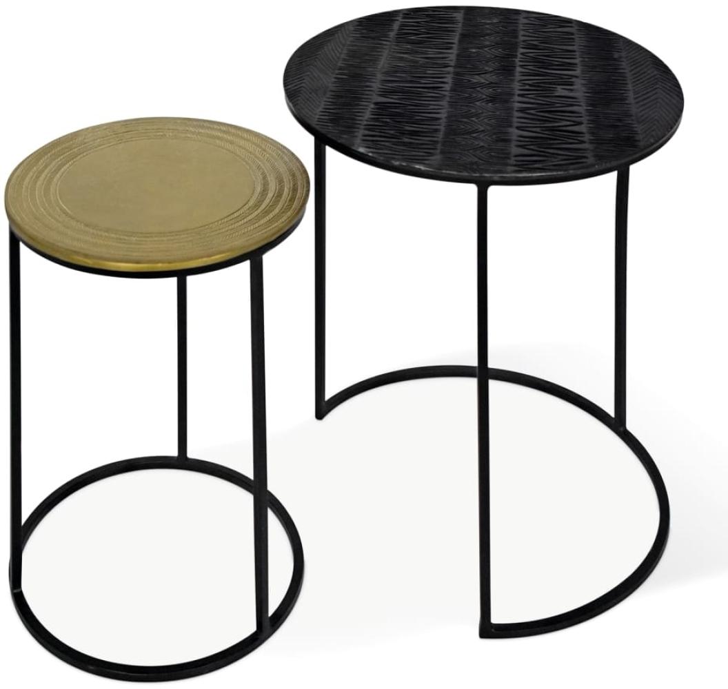 Rousseau 2-tlg. Beistelltisch-Set Ronda Metall Schwarz und Golden Bild 1