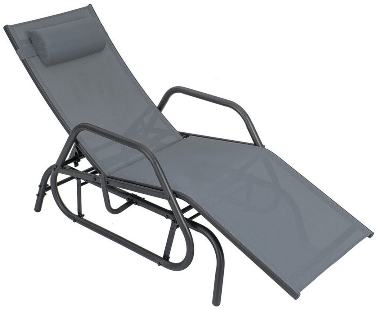 COSTWAY Gartenliege Sonnenliege, 3-fach verstellbar, Schaukelfunktion & Kissen Bild 1