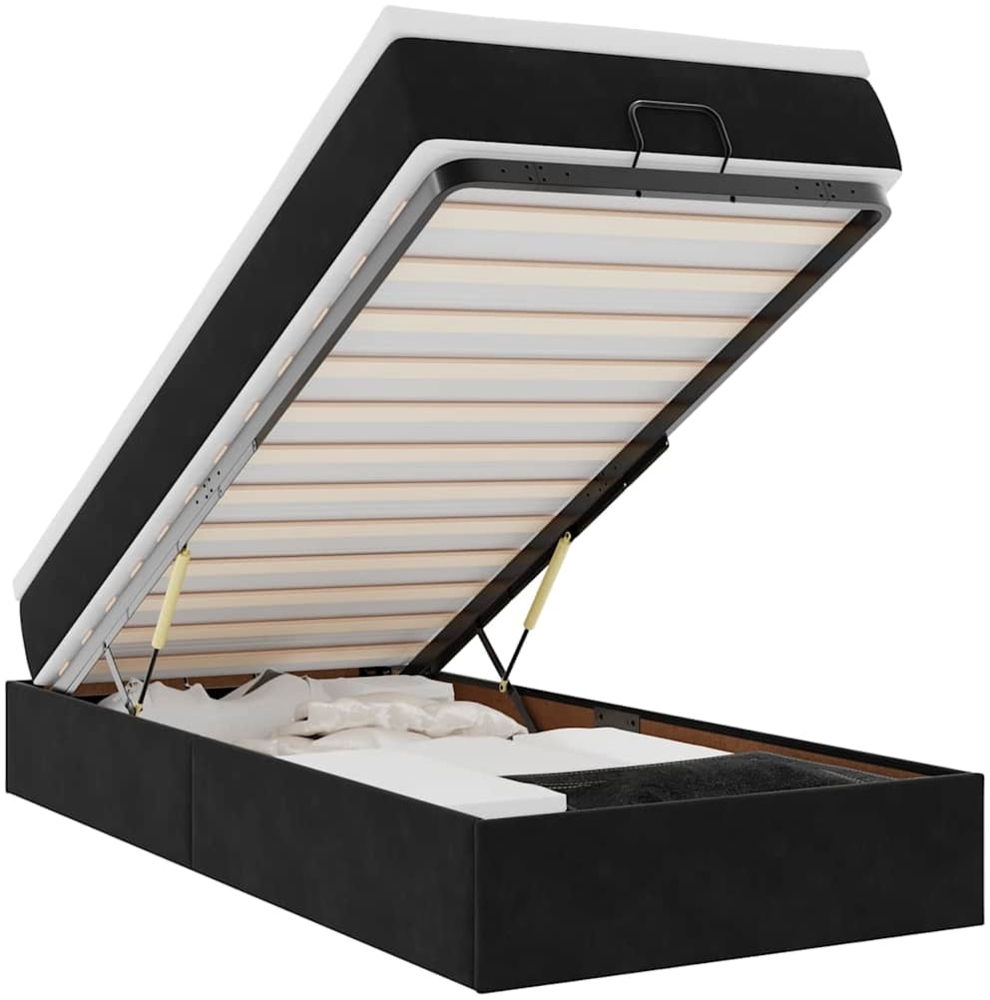 vidaXL Ottoman-Bett mit Matratze Schwarz 90x200 cm Samt 3311161 Bild 1